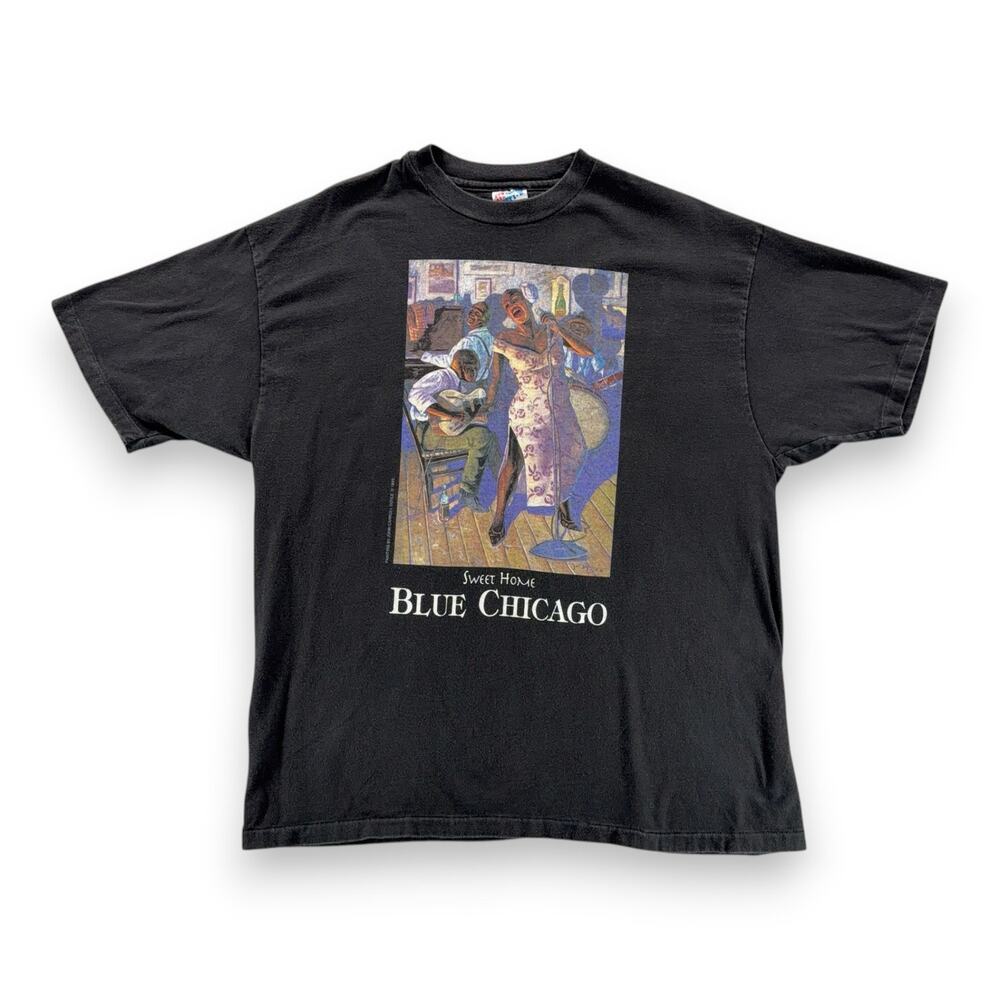Vintage Chicago Blues Shirt Adult EXTRA LARGE Black Sweet Home John Doyle 90s